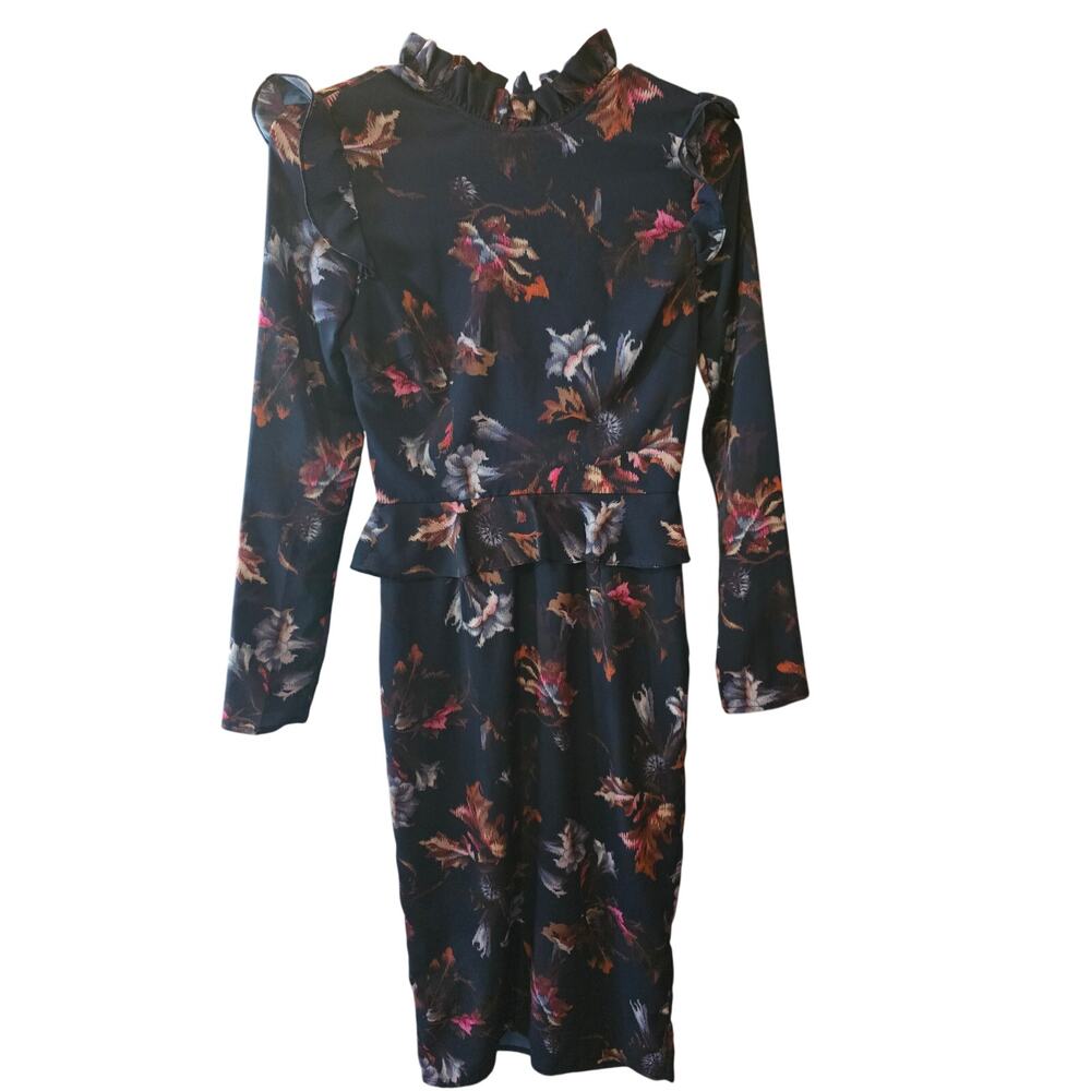 Hope & Ivy Cottage Core‎ Mini Dress 6 Womens Blue Back Zip Long Sleeve Slimming